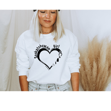 Load image into Gallery viewer, Saskatchewan Girl -flip flops/horseshoe - Unisex Crewneck Sweater
