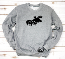 Load image into Gallery viewer, Moose, Mountains, Forest Design - Unisex crewneck sweater
