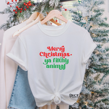 Load image into Gallery viewer, Merry Christmas ya filthy animal {script} - Unisex Tee