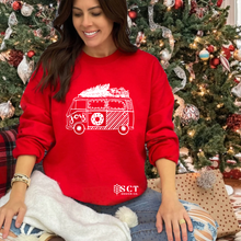 Load image into Gallery viewer, Retro Van {Christmas Tree} - Unisex Crewneck Sweater