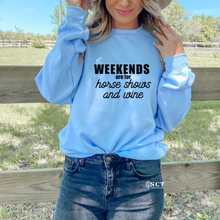 Load image into Gallery viewer, Weekends are for horse shows and wine - Unisex Crewneck