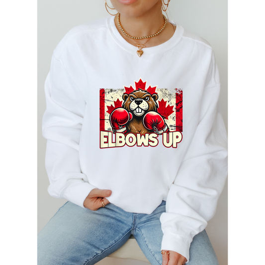 Elbows Up {Beaver} - Unisex Crewneck