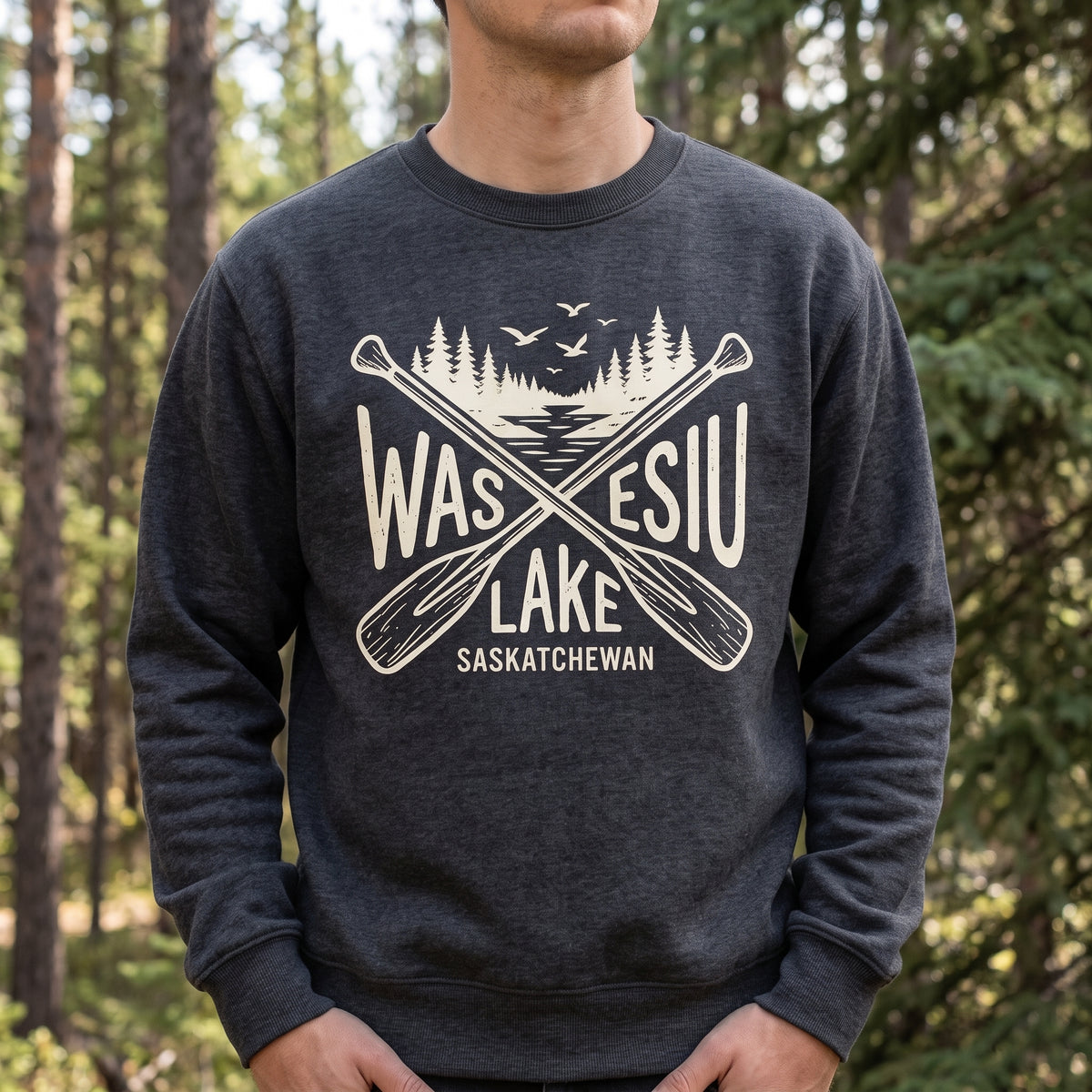Waskesiu Lake Life [crossed paddles]- Unisex Crewneck