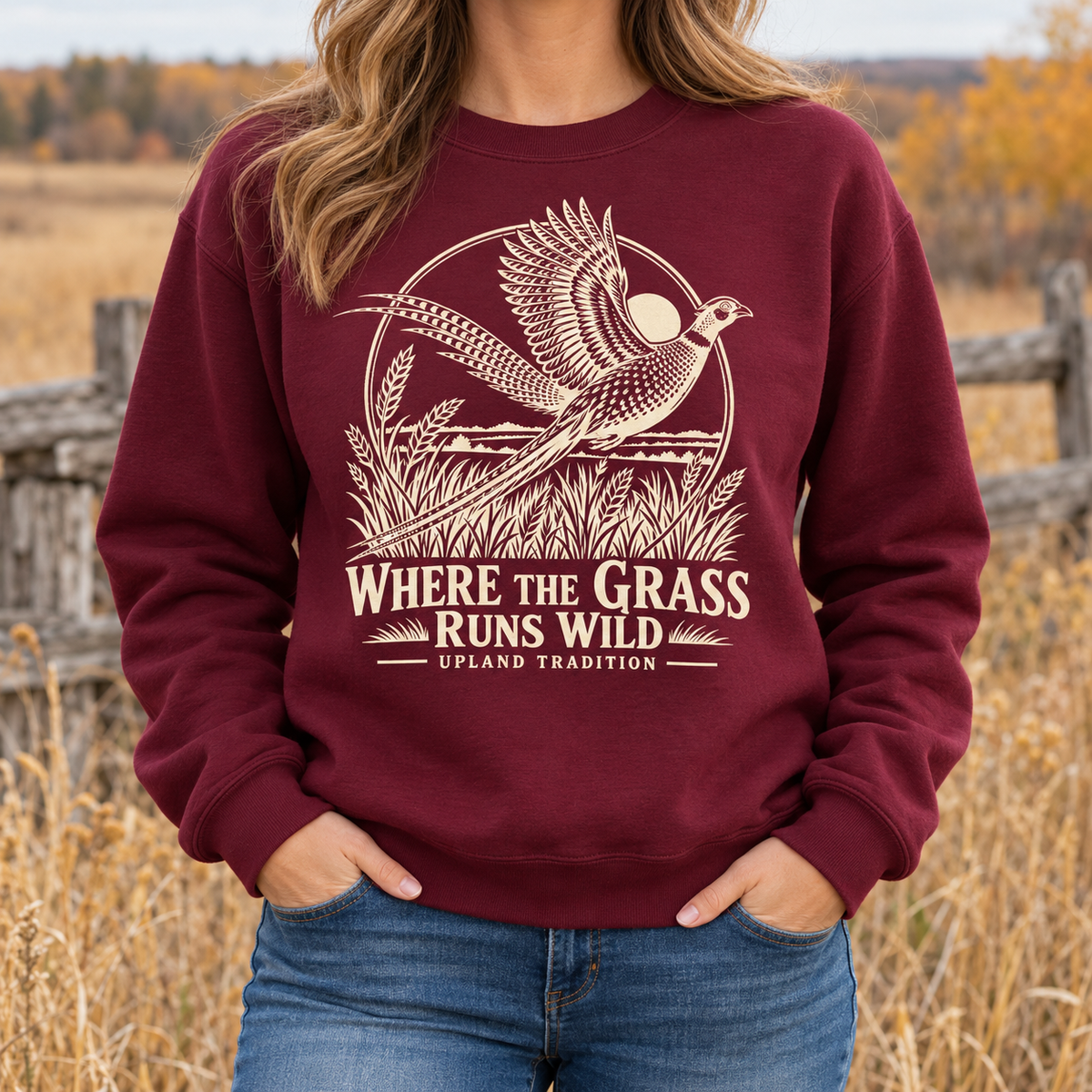 Where the Grass Runs Wild [Pheasant] - Unisex Crewneck