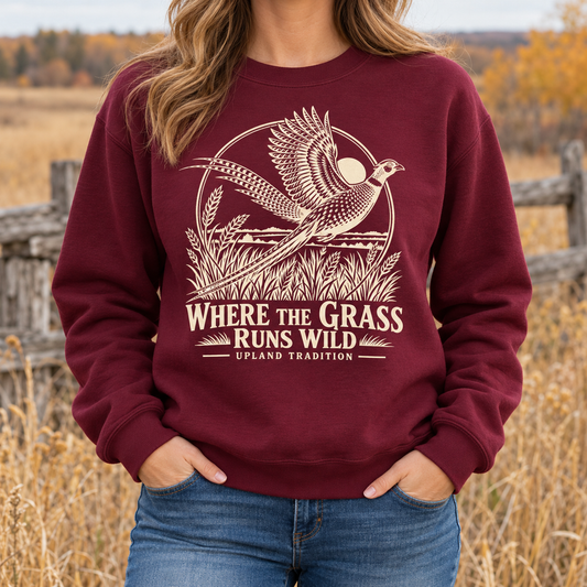 Where the Grass Runs Wild [Pheasant] - Unisex Crewneck