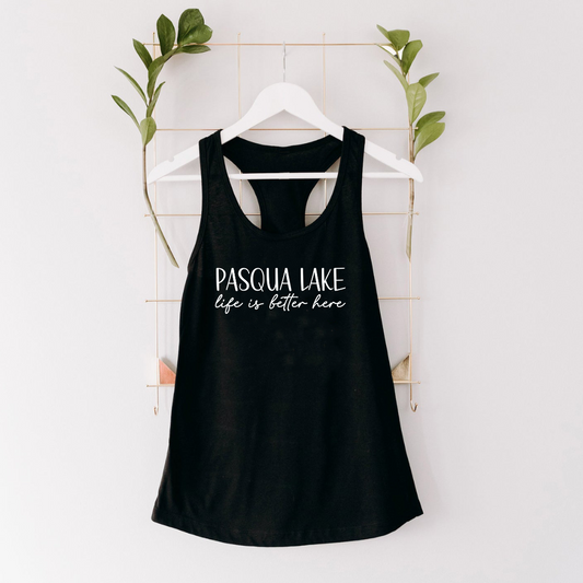 Pasqua Lake life is better here - Ladies Flowy Tank