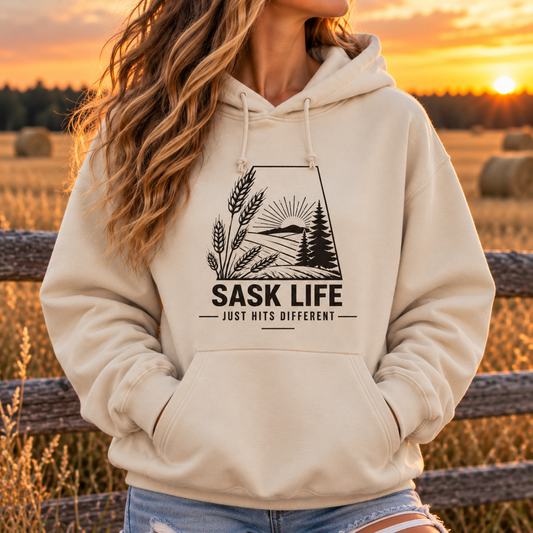 Sask Life just hits different - Unisex Hoodie