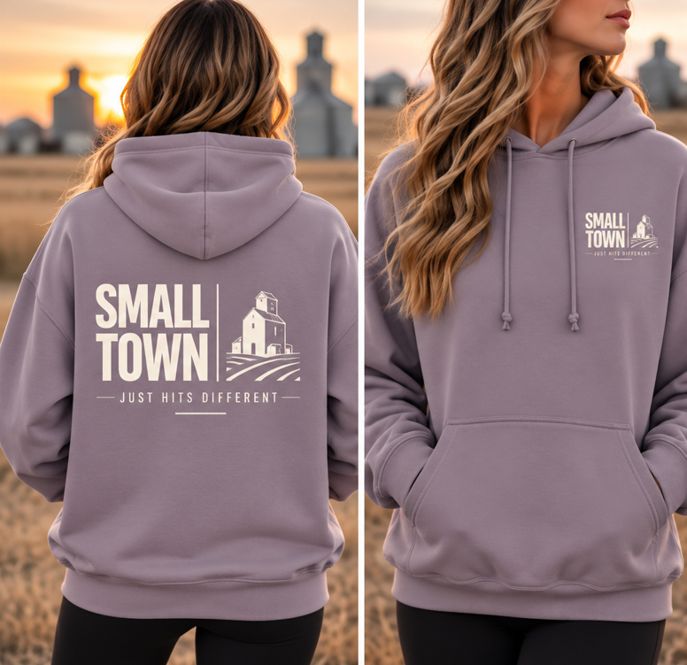 Small Town just hits different [min]- Unisex Hoodie