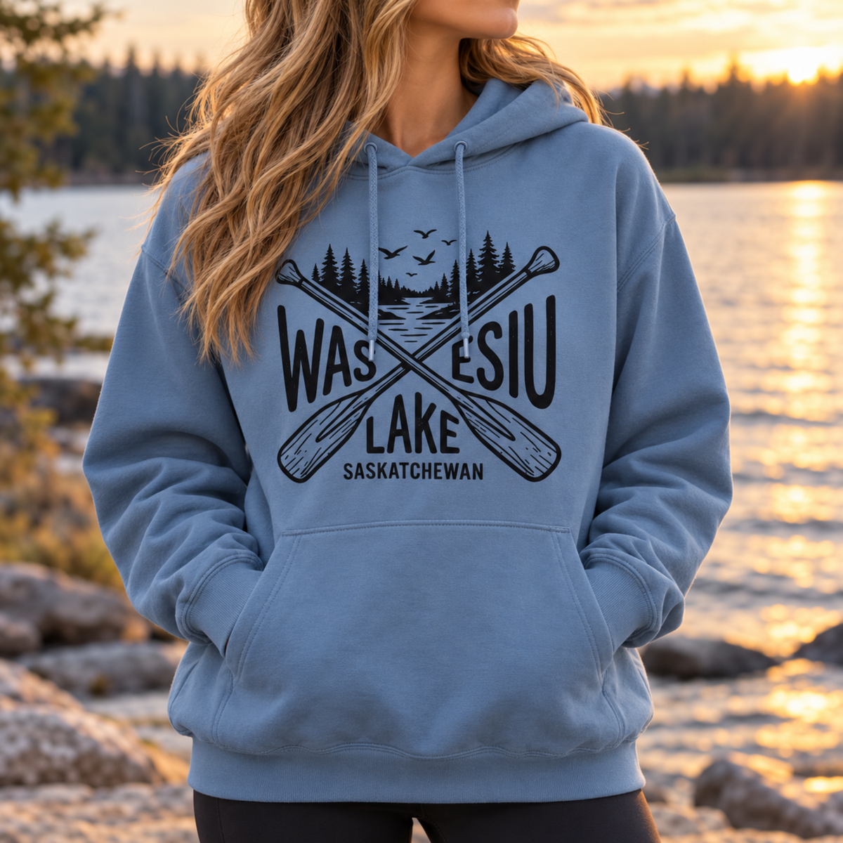 Waskesiu Lake Life [crossed paddles] - Unisex Hoodie