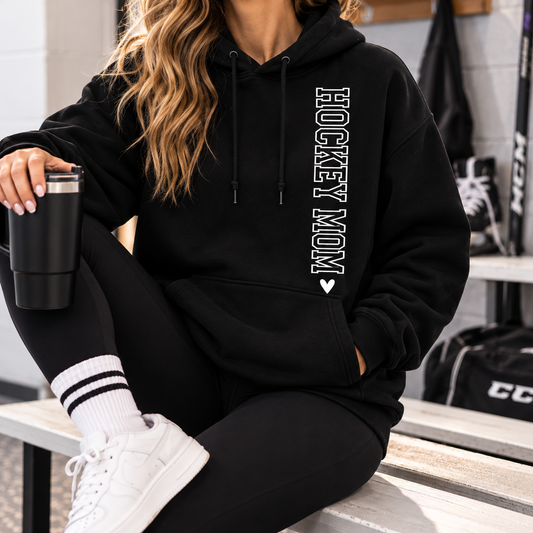 Hockey Mom Vertical [small heart]- Unisex Hoodie