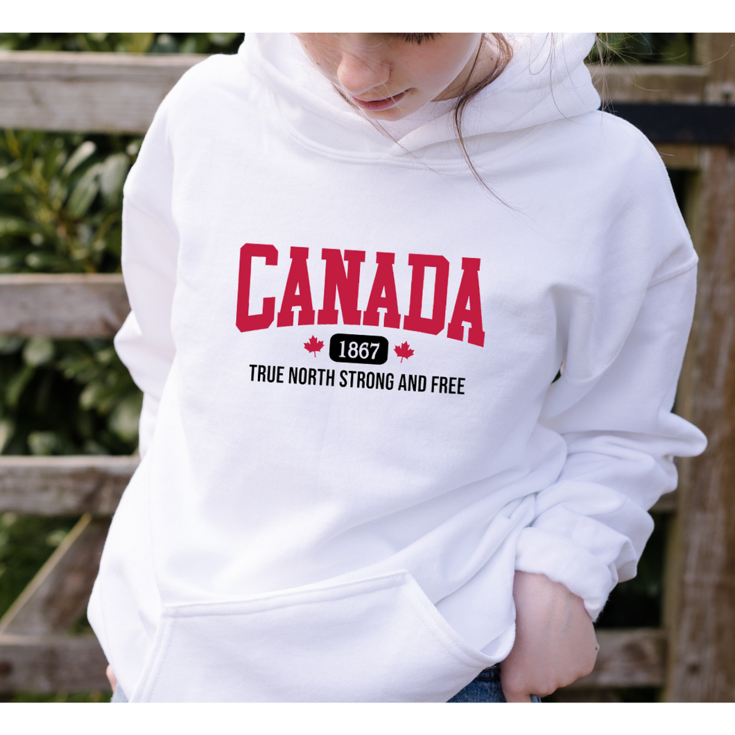 Canada True North Strong and Free - Youth Hoodie
