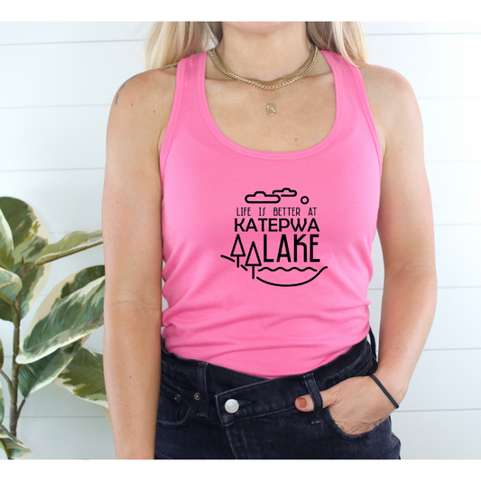 Life is better at Katepwa Lake {mod} - Ladies Racerback Tank