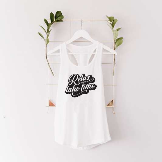 Relax you're on lake time - Ladies Racerback Tank
