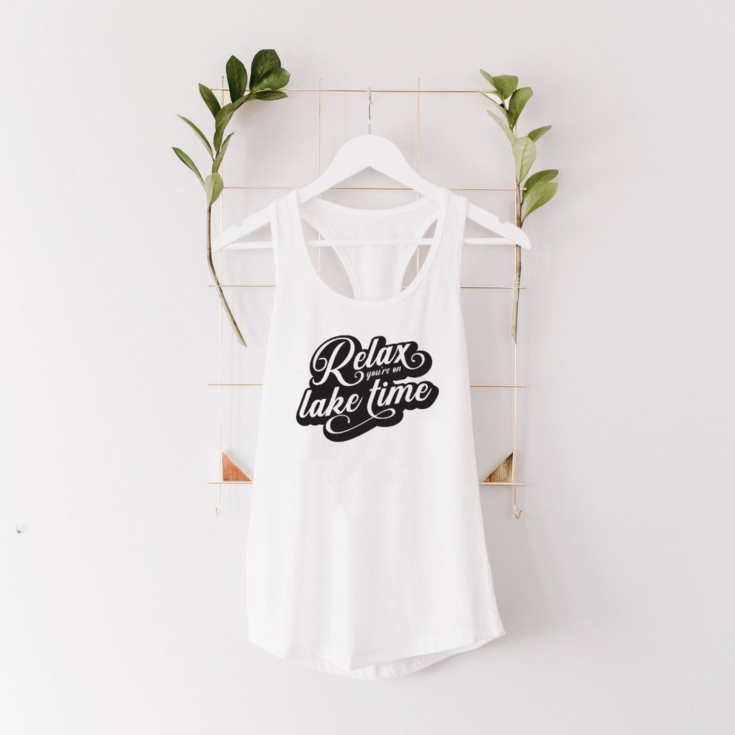 Relax you're on lake time - Ladies Racerback Tank