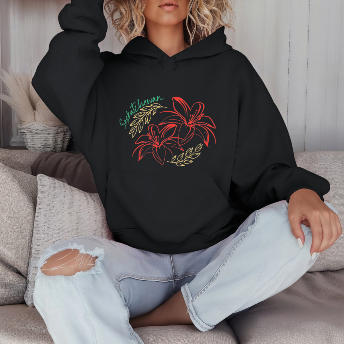 Saskatchewan Multi-Colour Prairie Lily - Unisex Hoodie