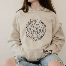 Load image into Gallery viewer, Adventure awaits lets go find it - Unisex hoodie
