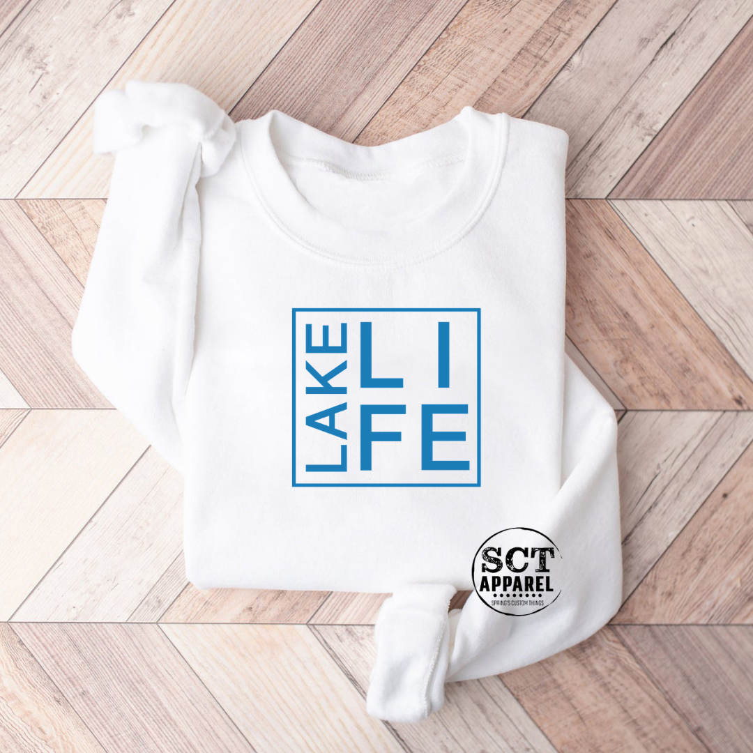 Lake Life {box design} - Unisex crewneck sweater