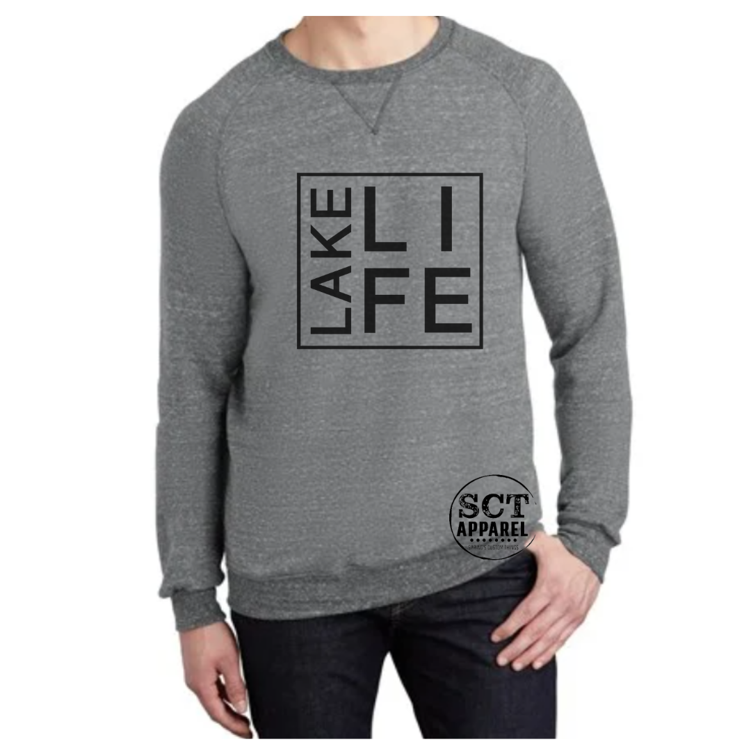 Lake Life {box design} - Vintage - Unisex Crewneck