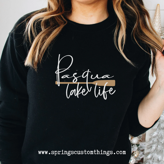 Pasqua Lake Life - Paddle/Oar Design - Unisex crewneck sweater