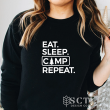 Load image into Gallery viewer, Eat Sleep Camp Repeat - Unisex Crewneck
