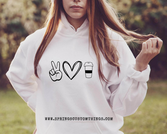 Peace✌🏻Love🖤Coffee☕️ - Unisex Hoodie/Bunnyhug
