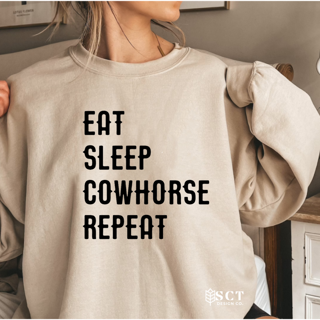 Eat Sleep Cowhorse Repeat - Unisex Crewneck