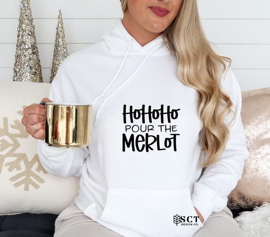 Ho Ho Ho Pour The Merlot - Unisex Hoodie