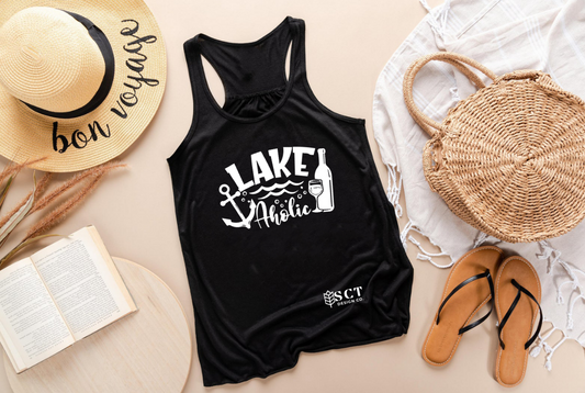 Lake Aholic {wine} - Ladies Flowy Tank