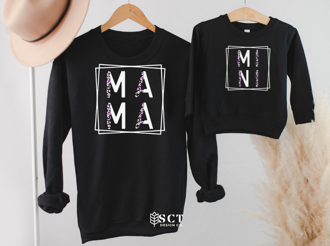 Mama/Mini Leopard - Mommy and Me crewneck sweater set