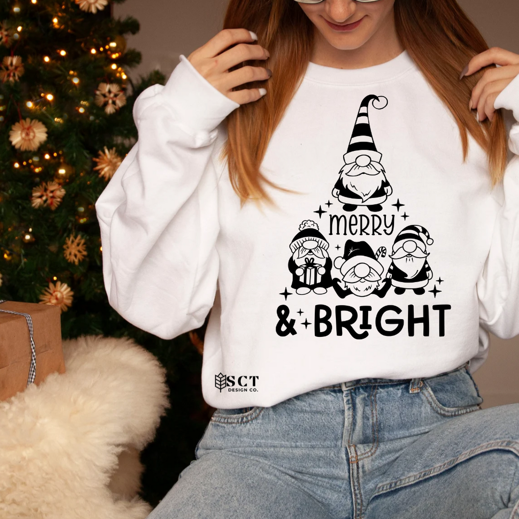 Merry & Bright {Gnomes} - Unisex Crewneck