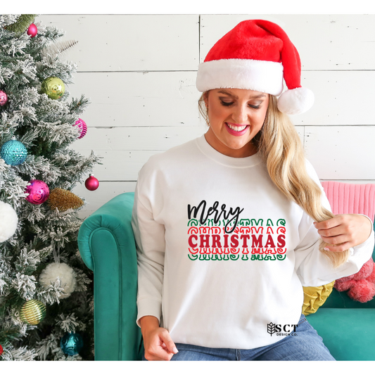Merry Christmas {stacked} - Unisex Crewneck