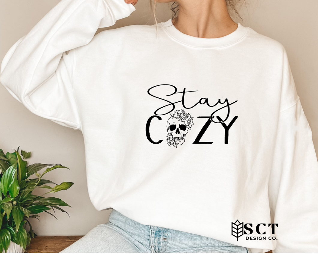Stay Cozy {Floral Skull} - Unisex Crewneck Sweater